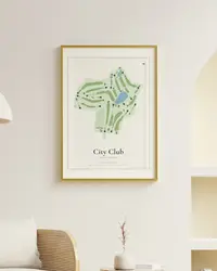 City Club Marietta map print, framed in a room