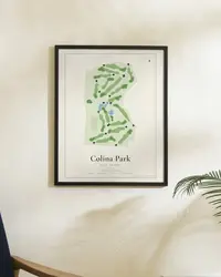 Colina Park Golf Course map print, framed in a room