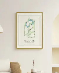Countryside Golf & Country Club map print, framed in a room
