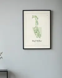 Dad Miller Golf Course map print, framed in a room