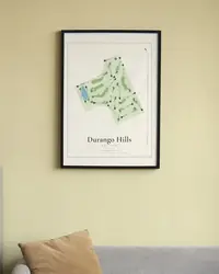 Durango Hills Golf Club map print, framed in a room