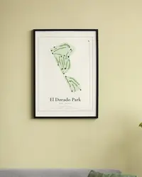 El Dorado Park Golf Course map print, framed in a room