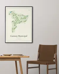 Gannon Municipal Golf Course map print, framed in a room