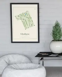 Glenhurst Golf Course map print, framed in a room