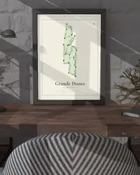 Grande Dunes Resort Course map print, framed in a room