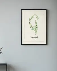 Grayhawk Golf Club - Raptor Course map print, framed in a room