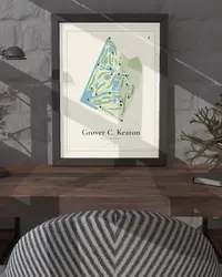 Grover C. Keaton Golf Course map print, framed in a room