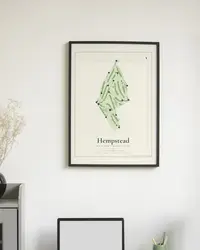 Hempstead Golf and Country Club map print, framed in a room