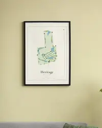 Heritage Golf Club map print, framed in a room