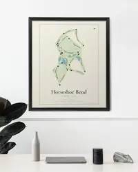 Horseshoe Bend Country Club map print, framed in a room