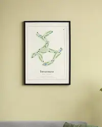 Inverness Golf Course map print, framed in a room