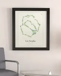 Las Sendas Golf Club map print, framed in a room