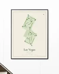 Las Vegas Golf Club map print, framed in a room
