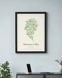 Minnesota Valley Country Club map print, framed in a room