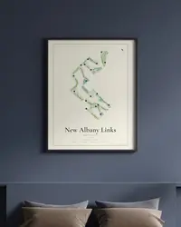 New Albany Links Golf Club map print, framed in a room