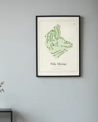Nile Shrine Golf Course map print, framed in a room