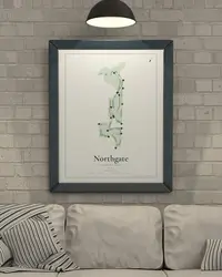 Northgate Country Club map print, framed in a room