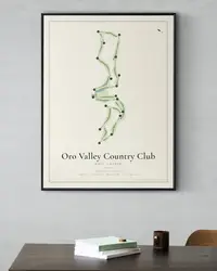 Oro Valley Country Club Golf Course map print, framed in a room