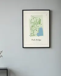 Park Ridge Golf Course map print, framed in a room