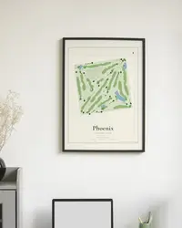 Phoenix Country Club map print, framed in a room