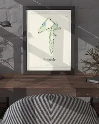 Pinnacle Golf Club map print, framed in a room
