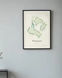 Plantation Golf Club map print, framed in a room