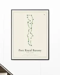 Port Royal Barony Golf Course map print, framed in a room