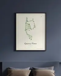 Quarry Pines Golf Club map print, framed in a room
