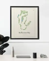 Reflection Bay Golf Club map print, framed in a room