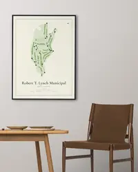 Robert T. Lynch Municipal Golf Course map print, framed in a room