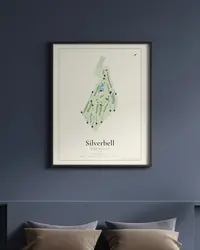 Silverbell Golf Course map print, framed in a room