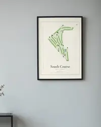 South Course map print, framed in a room