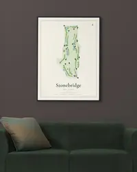 Stonebridge Golf Links map print, framed in a room