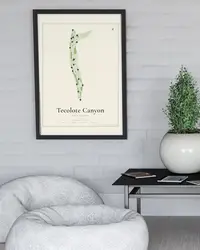 Tecolote Canyon Golf Course map print, framed in a room