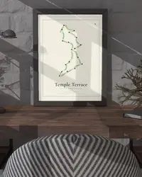 Temple Terrace Golf & Country Club map print, framed in a room