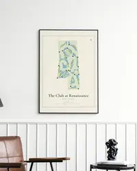 The Club at Renaissance map print, framed in a room