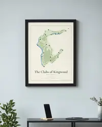 The Clubs of Kingwood - Deerwood map print, framed in a room
