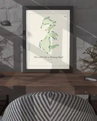 The Golf Club at Fleming Island map print, framed in a room