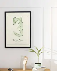 Torrey Pines South Course map print, framed in a room