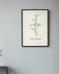 Tustin Ranch Golf Club map print, framed in a room