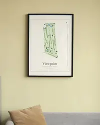 Viewpoint Championship Course map print, framed in a room