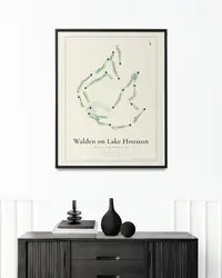 Walden on Lake Houston Golf & Country Club map print, framed in a room
