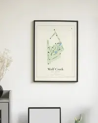 Wolf Creek Golf Course map print, framed in a room
