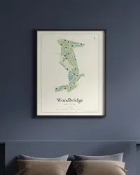 Woodbridge Golf Club map print, framed in a room