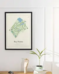 Bay Pointe Golf Club map print, in a second room