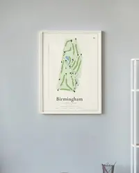 Birmingham Country Club map print, in a second room