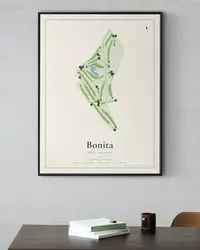 Bonita Golf Course map print, in a second room