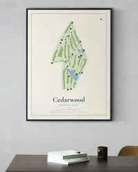 Cedarwood Country Club map print, in a second room