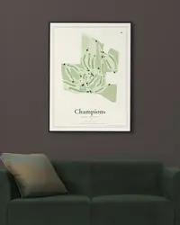 Champions Golf Course map print, in a second room