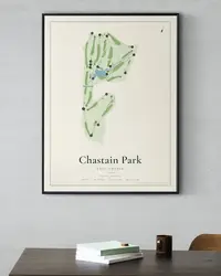 Chastain Park Golf Course map print, in a second room